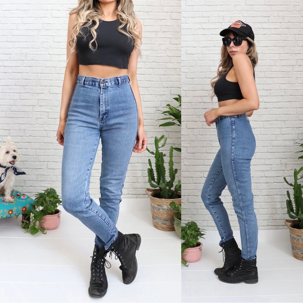 Vintage 1980's High Waist Recital Brand Denim Jeans | 27 Waist | Tapered Leg